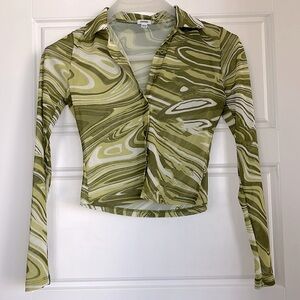 Garage - funky green button up long sleeve shirt